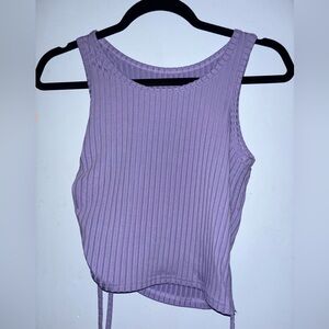 SHEIN Purple Ribbed Asymmetrical Tank Top
